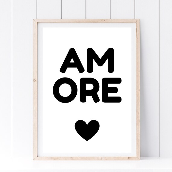 Din A4 Art Print Without Frame Saying Amore Love Typography Print Poster Image