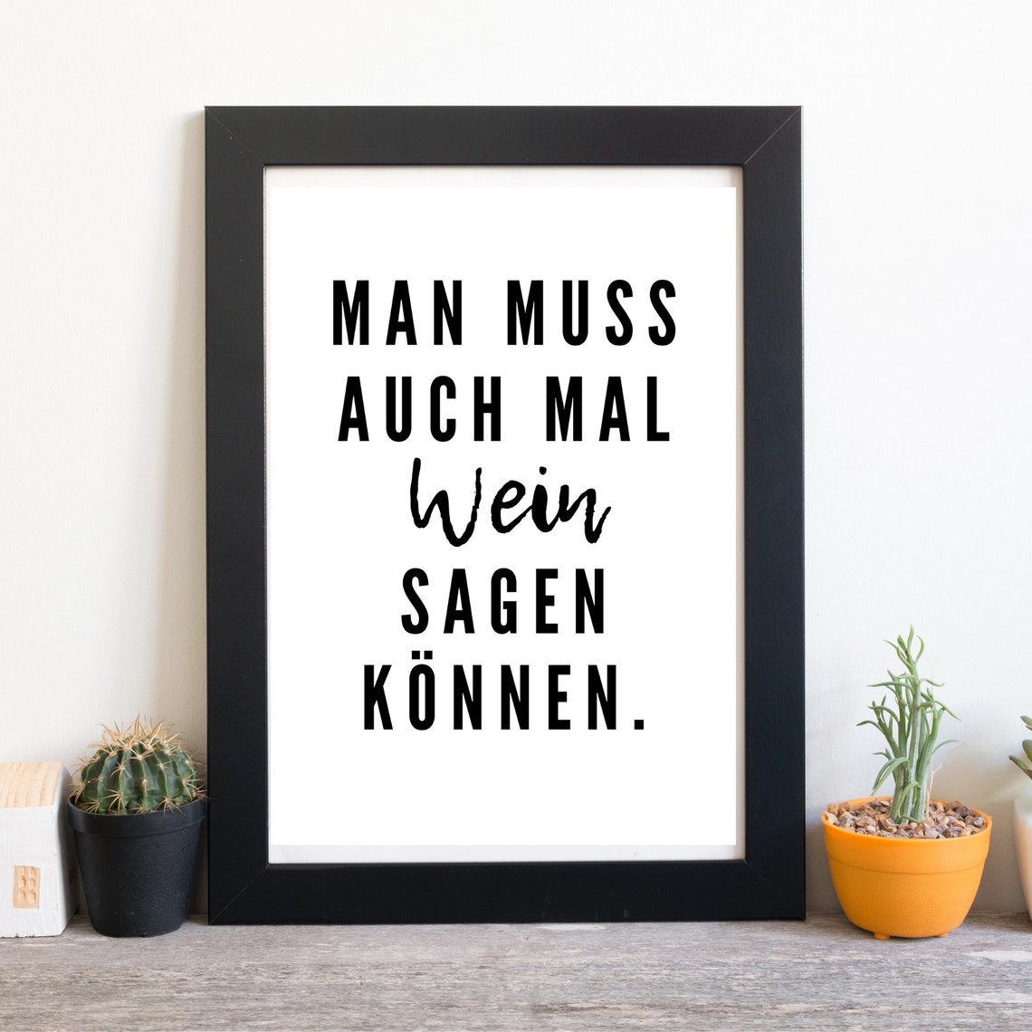 Funny German Wine Quote Typography Black And White Kitchen Poster - Image 2