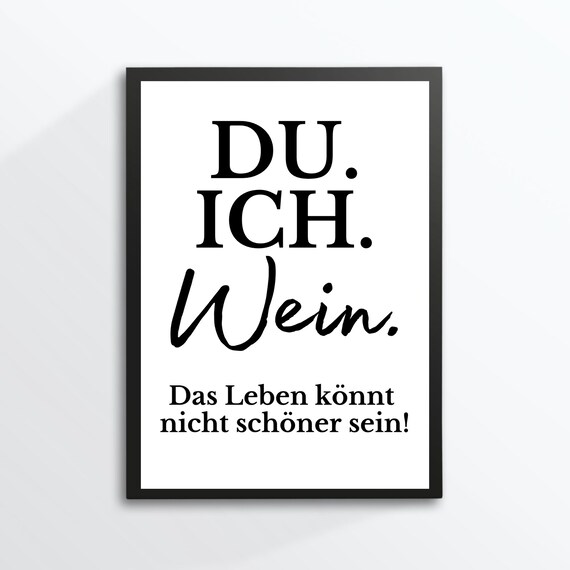 You Me Wine Life Beautiful German Wine Quote Kitchen Wall Art Print
