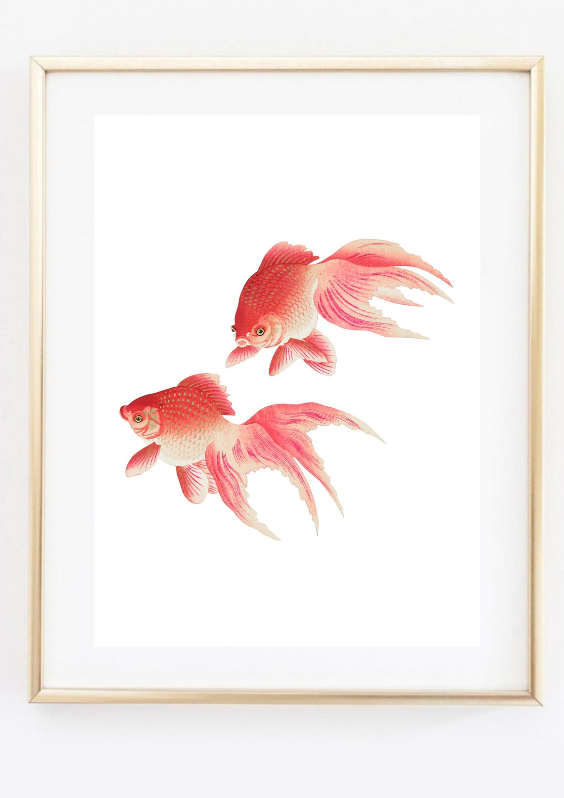 Din A4 Art Print Without Frame Goldfish Goldfish Fish Vintage Retro Red Print Poster Image - Image 2