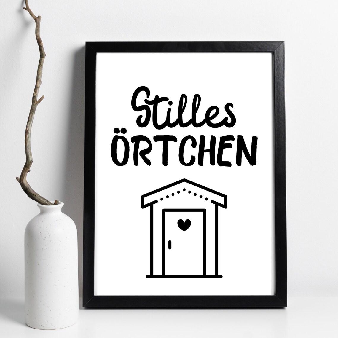 Quiet Little Place Funny Bathroom Outhouse Sign Black White Wall Art