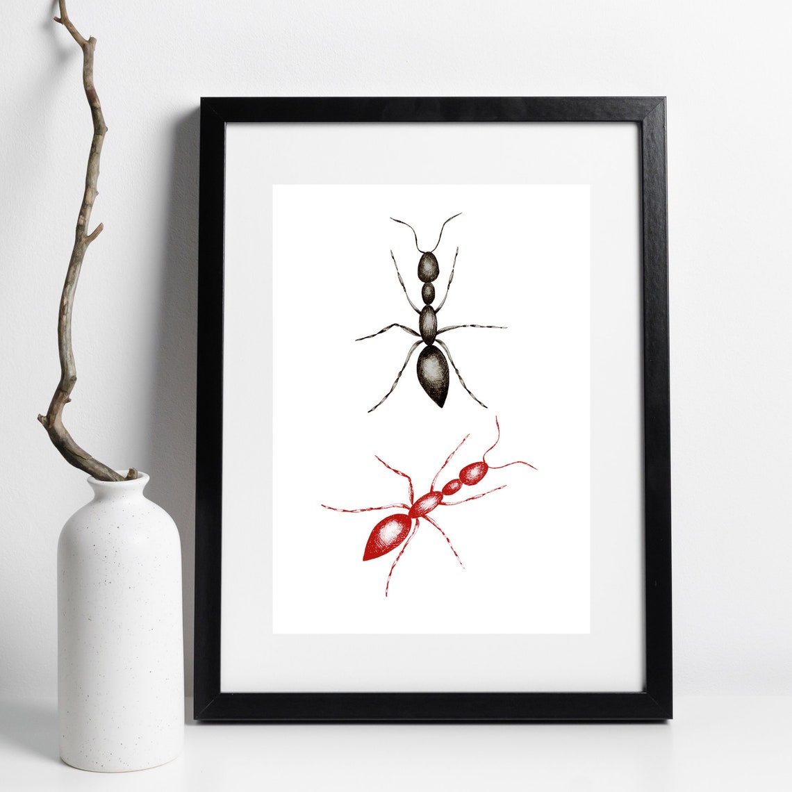 Din A4 Art Print Without Frame Red And Black Ant Ant Insect Nature Drawing Picture Poster Print - Image 2