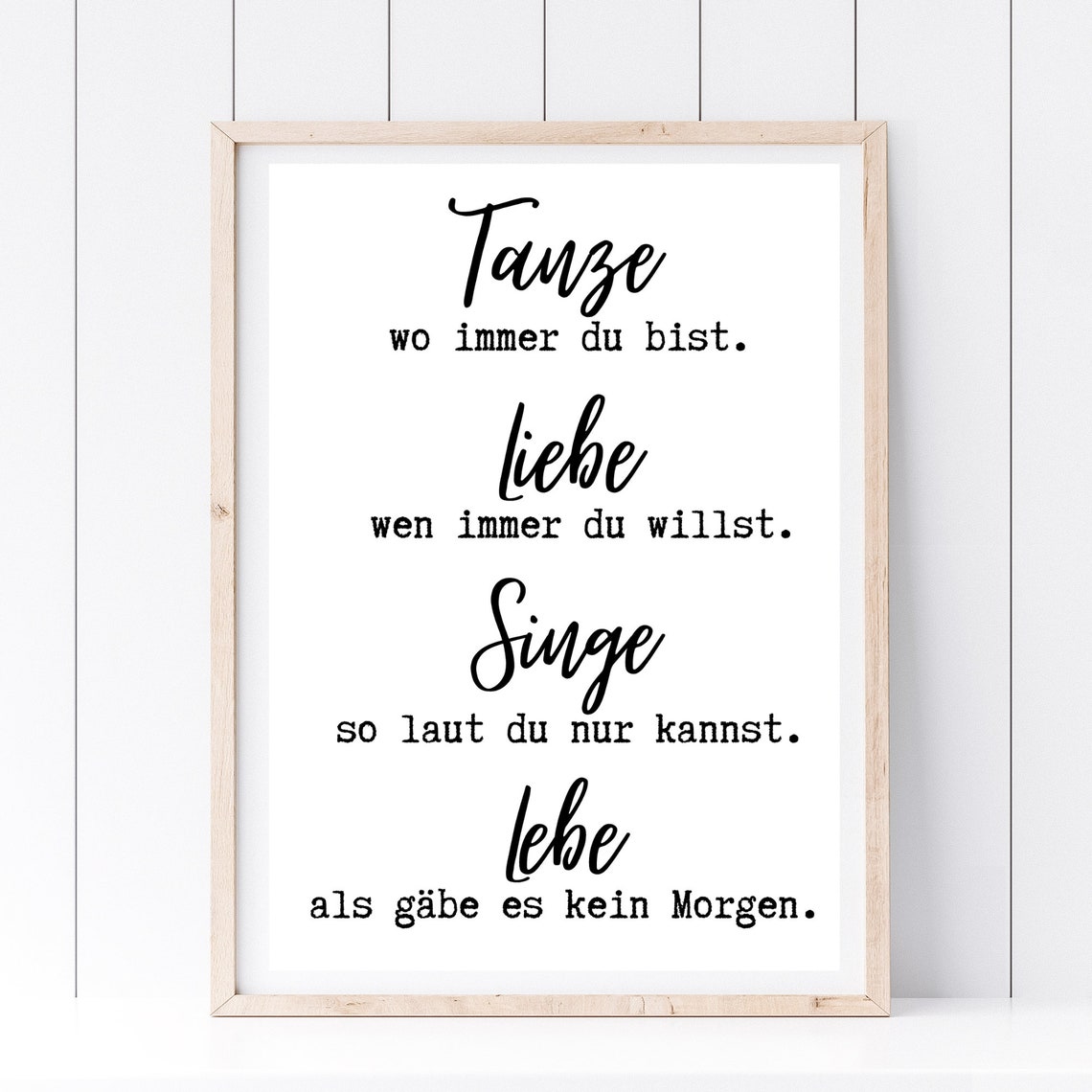 Dance Love Sing Live German Saying Calligraphy Wall Art Print - Image 3