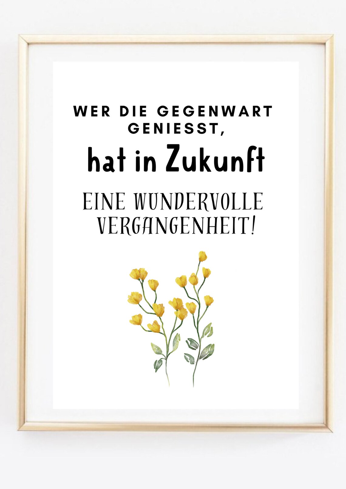 Enjoy The Present Wonderful Future German Motivational Quote Floral Poster - Image 3