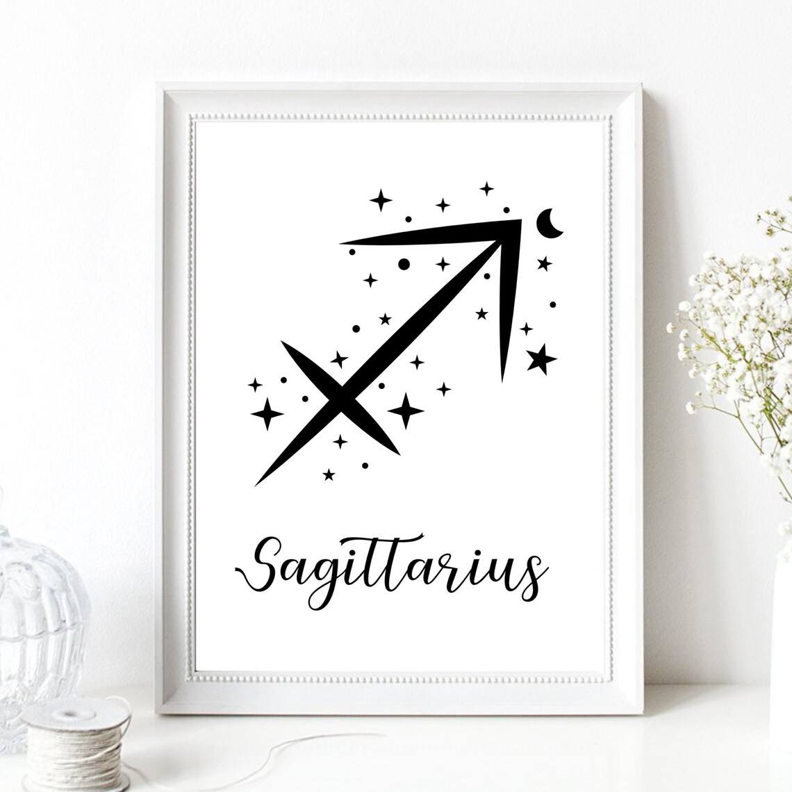 Sagittarius Zodiac Symbol Starry Script Celestial Astrology Wall Poster - Image 2