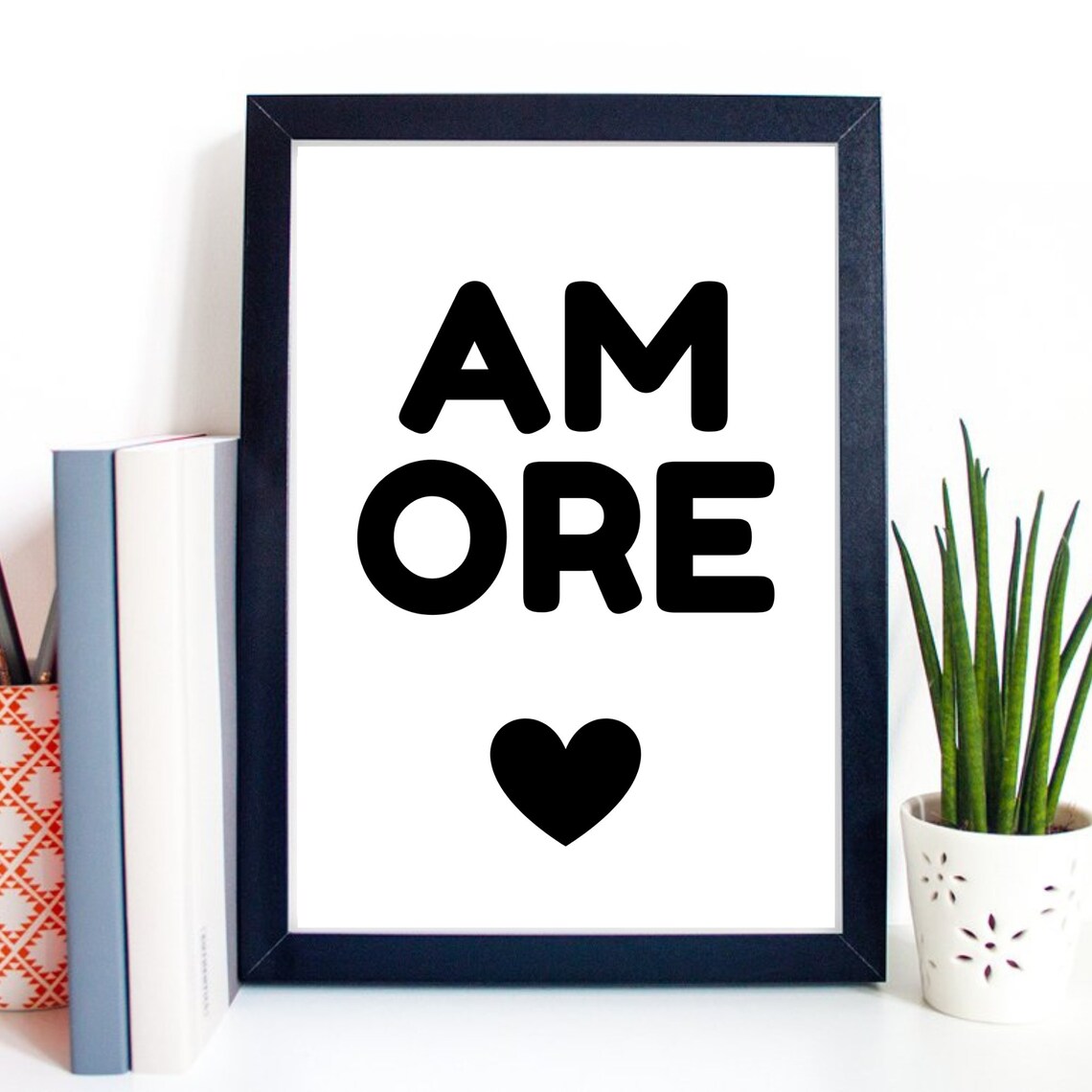 Din A4 Art Print Without Frame Saying Amore Love Typography Print Poster Image - Image 2