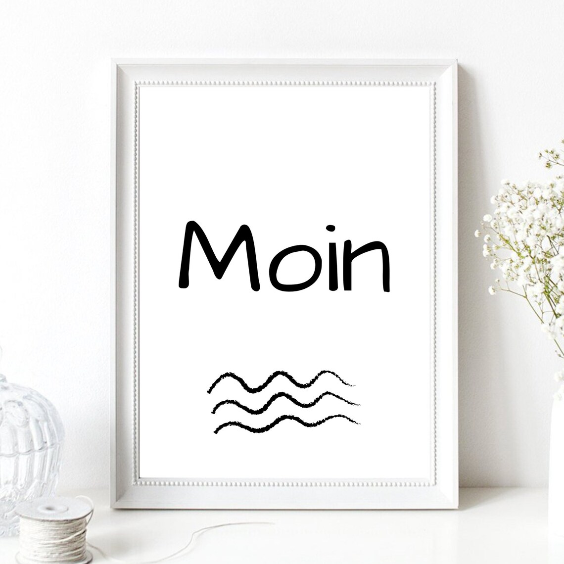 Moin North German Greeting Minimalist Waves Typography Coastal Poster - Image 3