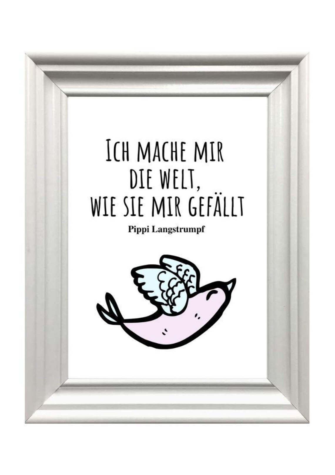 Pippi Longstocking Quote Bird Illustration Kids Room Art Print - Image 2