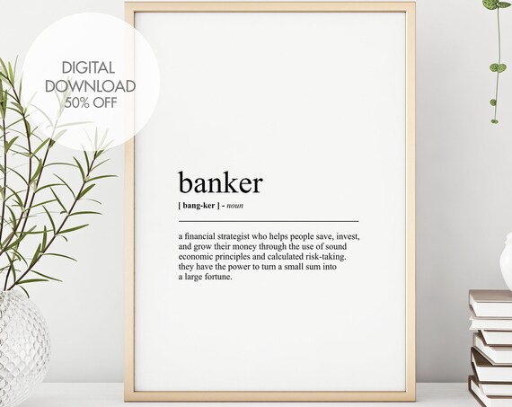 Banker Definition Minimalist Wall Art Print