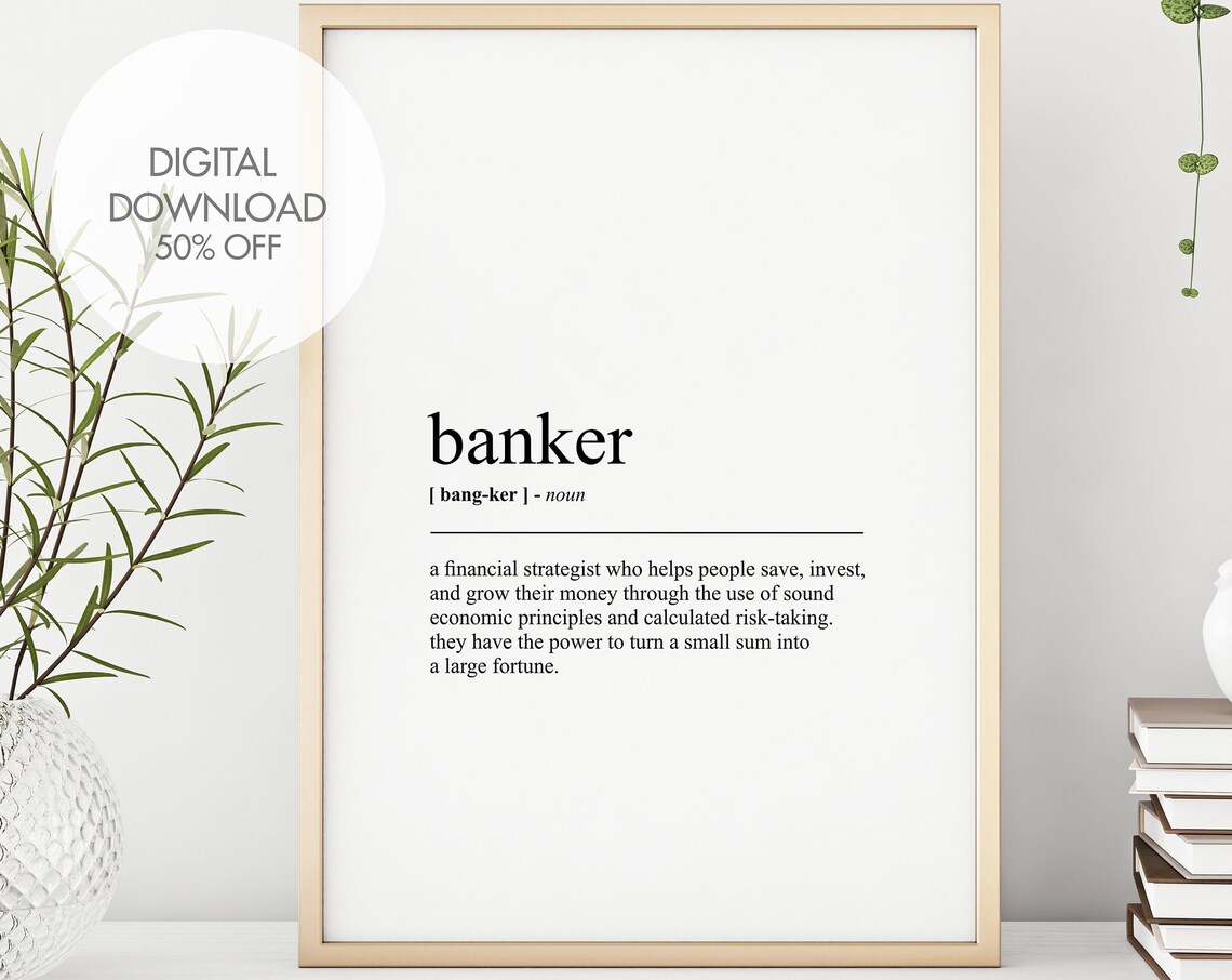 Banker Definition Minimalist Wall Art Print