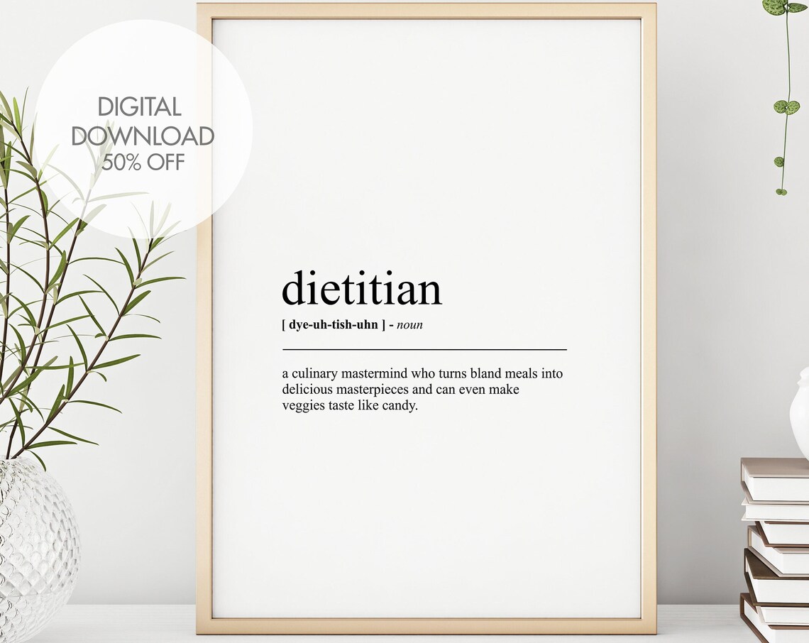 Dietitian Definition Fun Nutritionist Poster, Wall Art