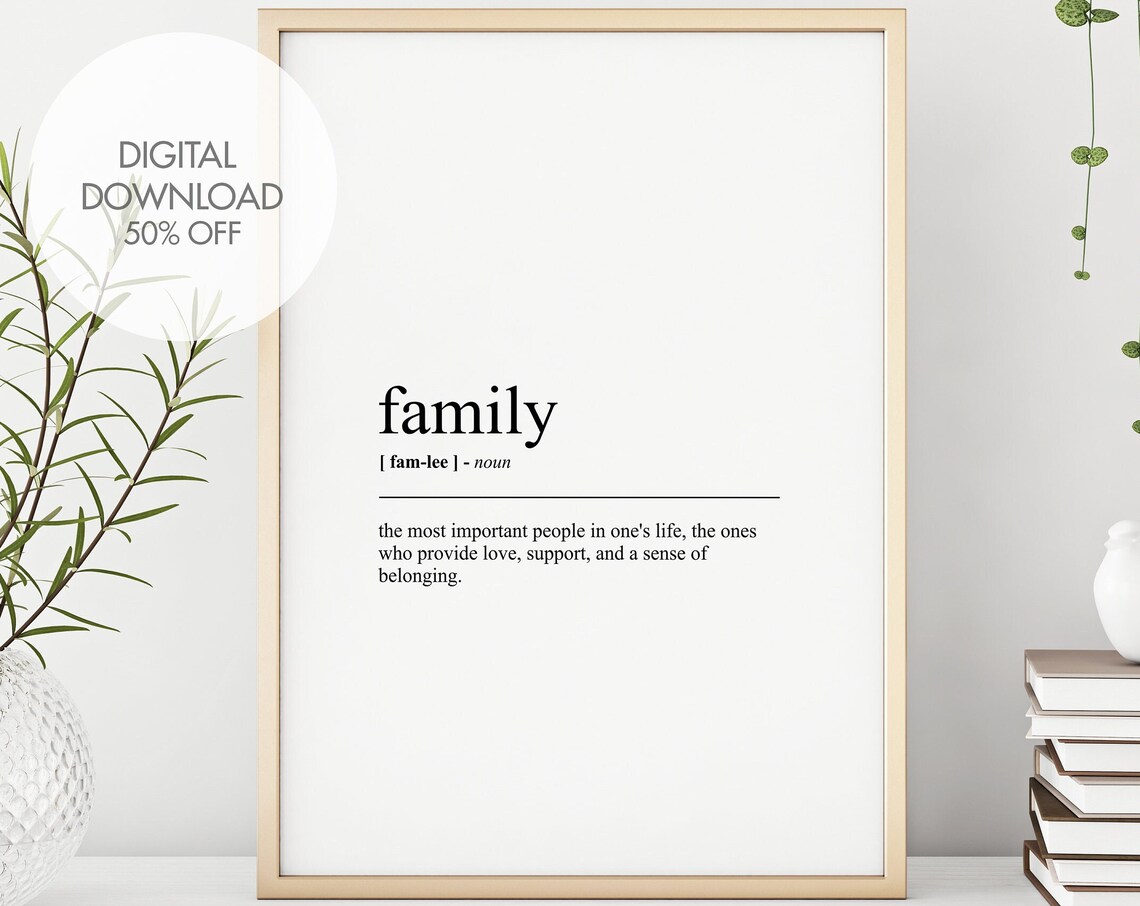 Family Definition Typography Art Print, Dictionary Style