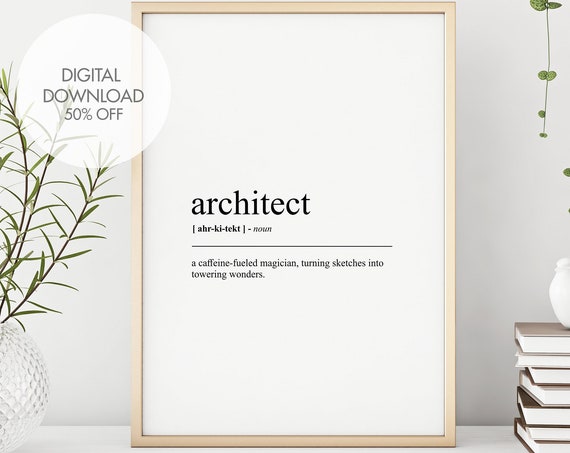 Architect Definition Art Print, Funny Typography Poster