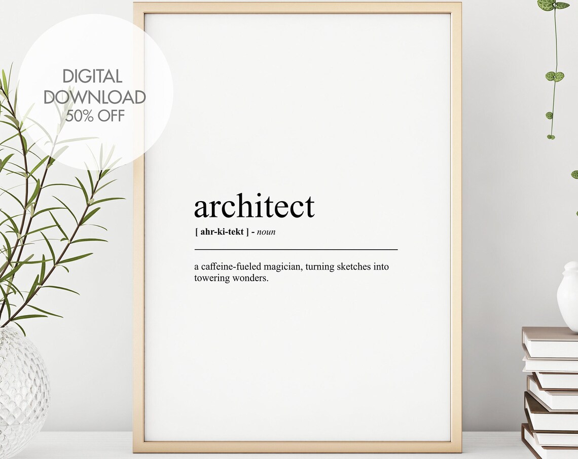 Architect Definition Art Print, Funny Typography Poster