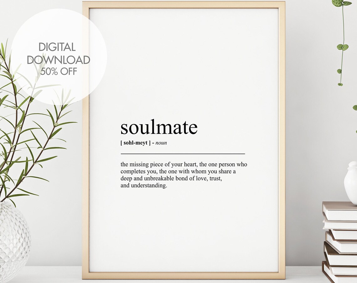 Soulmate Definition Art Print, Valentine Gift
