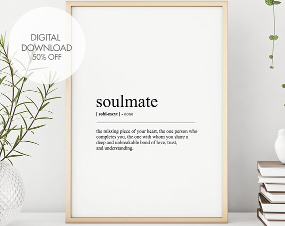 Soulmate Definition Art Print, Valentine Gift