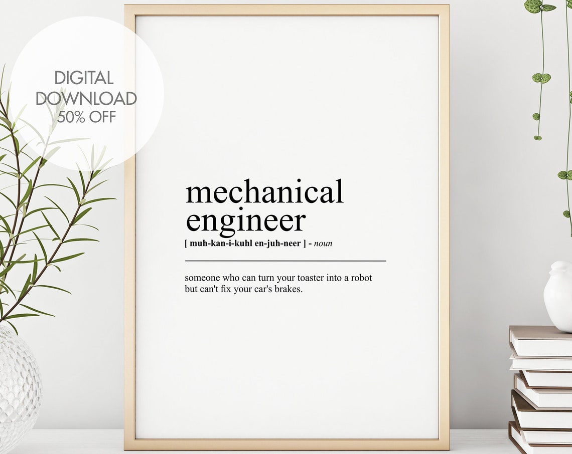 Mechanical Engineer Funny Definition Poster Gift For Him Decor