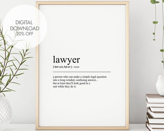 Lawyer Definition Typography Humor Art Print
