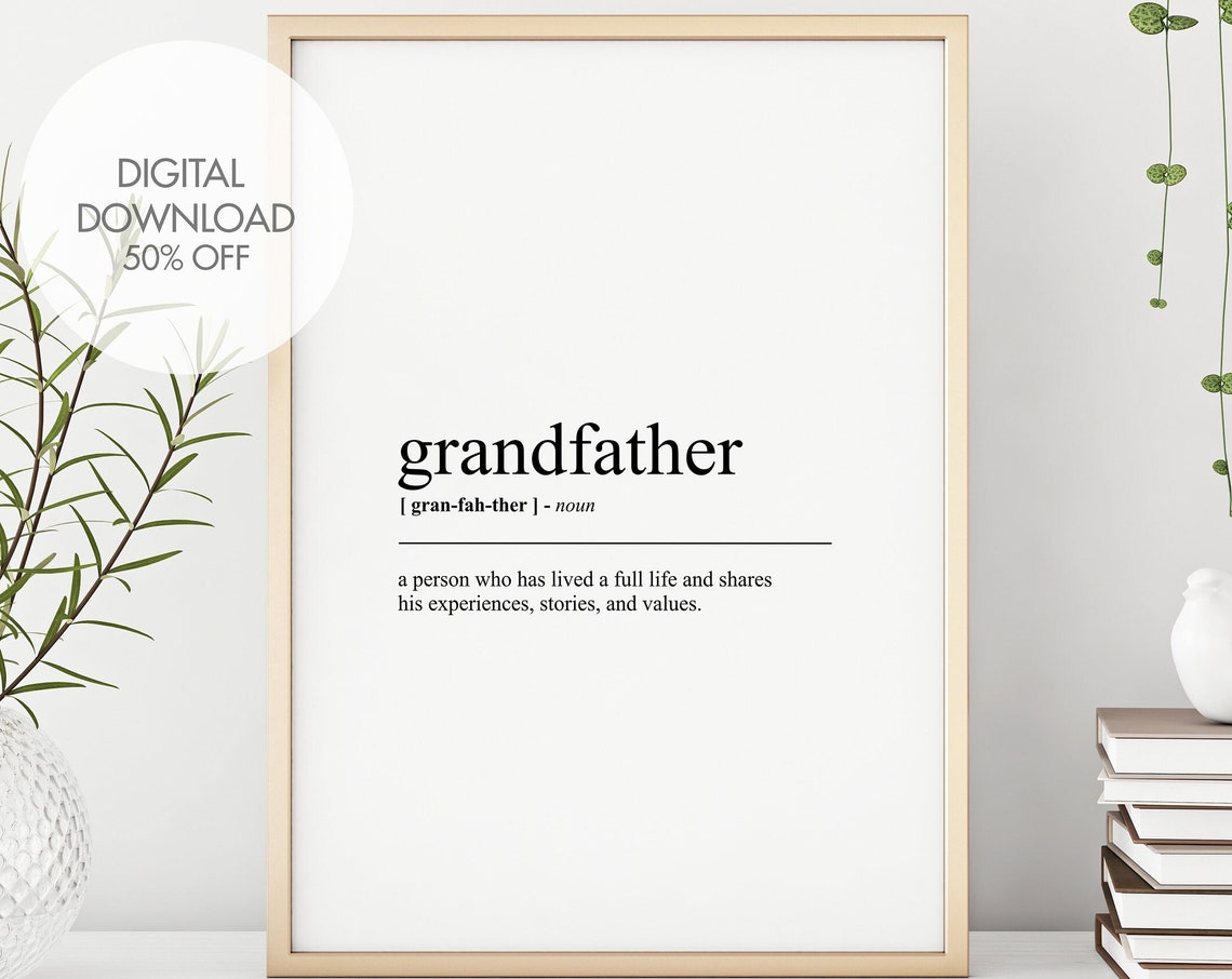 Grandfather Definition Dictionary Typography Sentimental Gift Poster