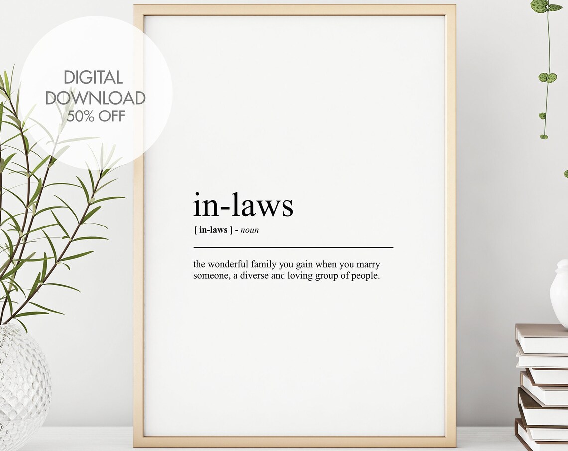 In-Laws Definition Dictionary Typography Family Gift Wedding Poster
