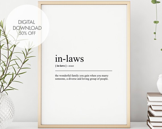 In Laws Definition Prints In Laws Dictionary Art Family Print Funny Wall Art Quote Art Home Decor Instant