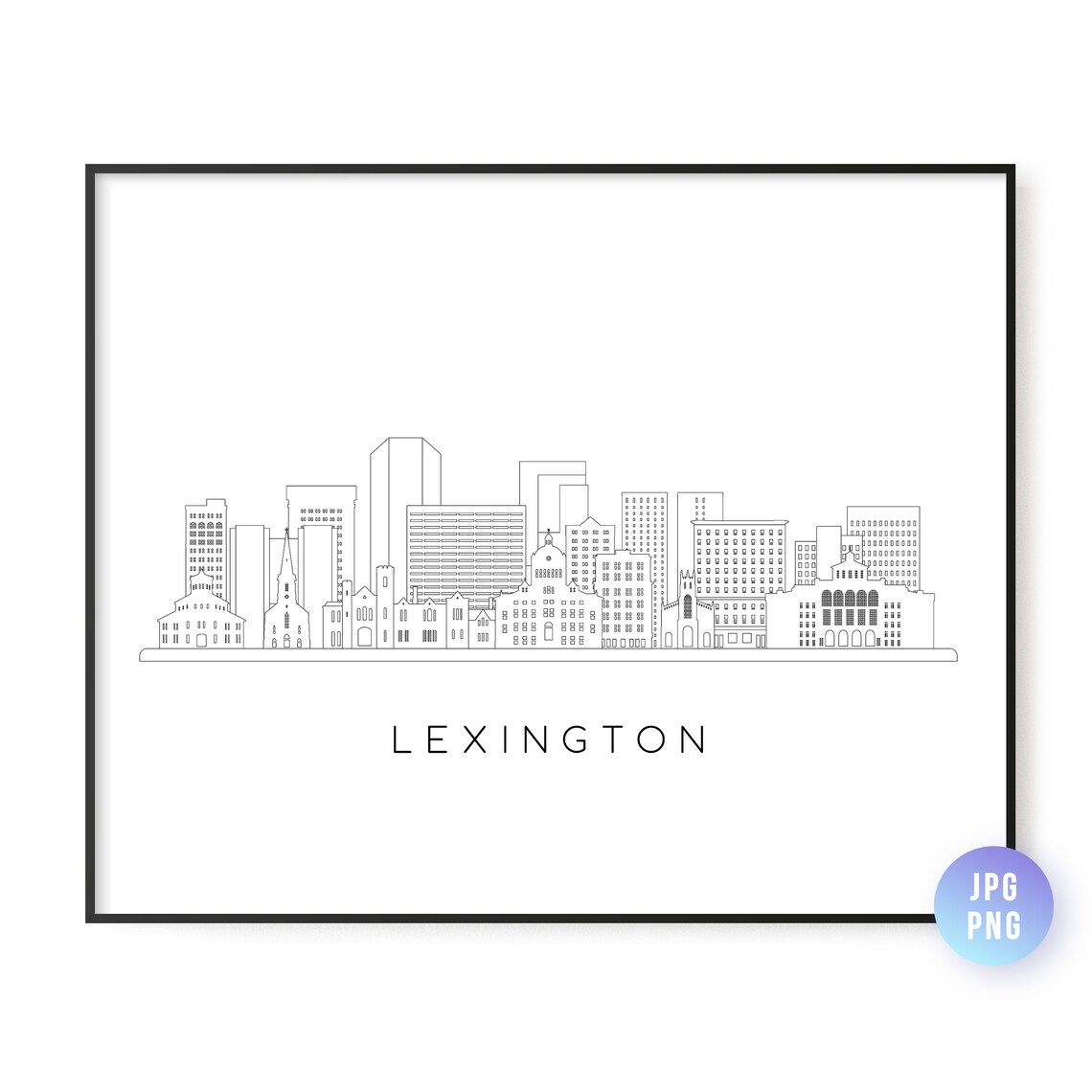 Lexington Skyline City Line Art, Art Print