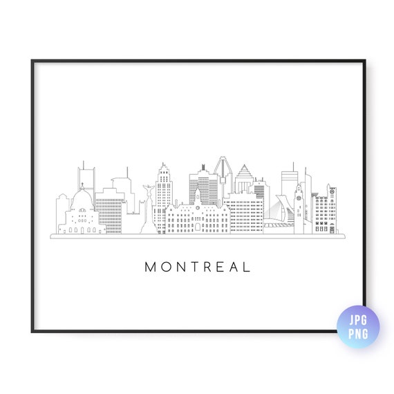 Montreal Skyline Print City Line Art Instant Wall Jpg Png