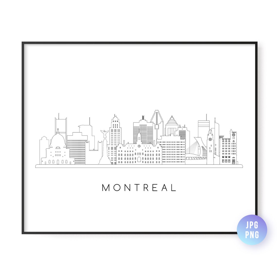 Montreal Quebec Canada Skyline Minimal Line Art Modern City Poster