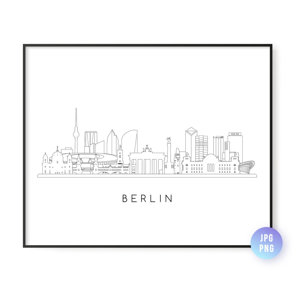Berlin Germany Skyline Minimalist Line Art City Decor Poster
