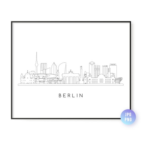 Berlin Skyline Print City Line Art Instant Wall Jpg Png