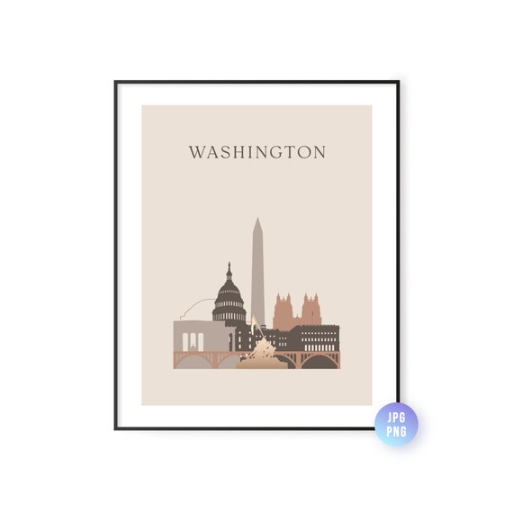 Washington Dc Skyline Print Boho Style City Art Travel Artwork Modern Jpg Png