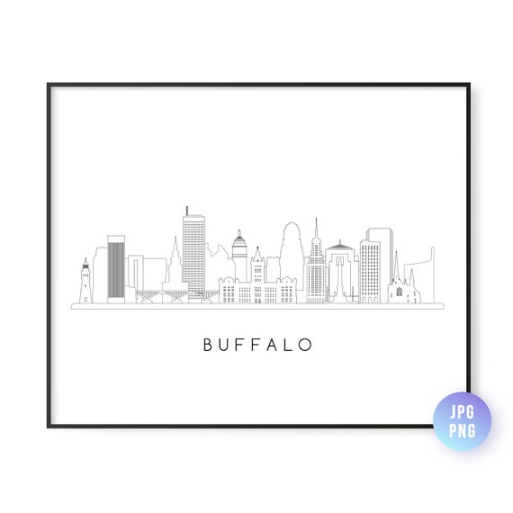Buffalo Skyline Line Art, New York City Art Print