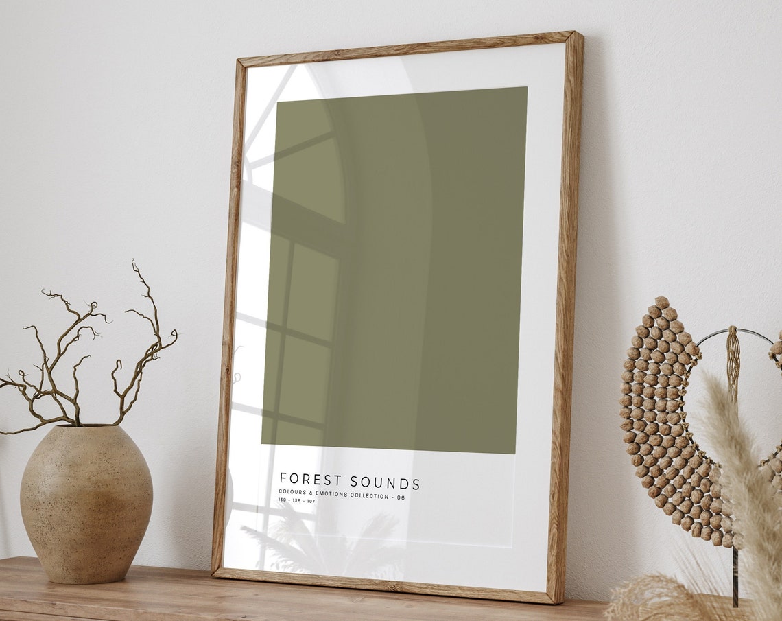 Forest Sounds Olive Green Color Block Minimalist Abstract Art Poster