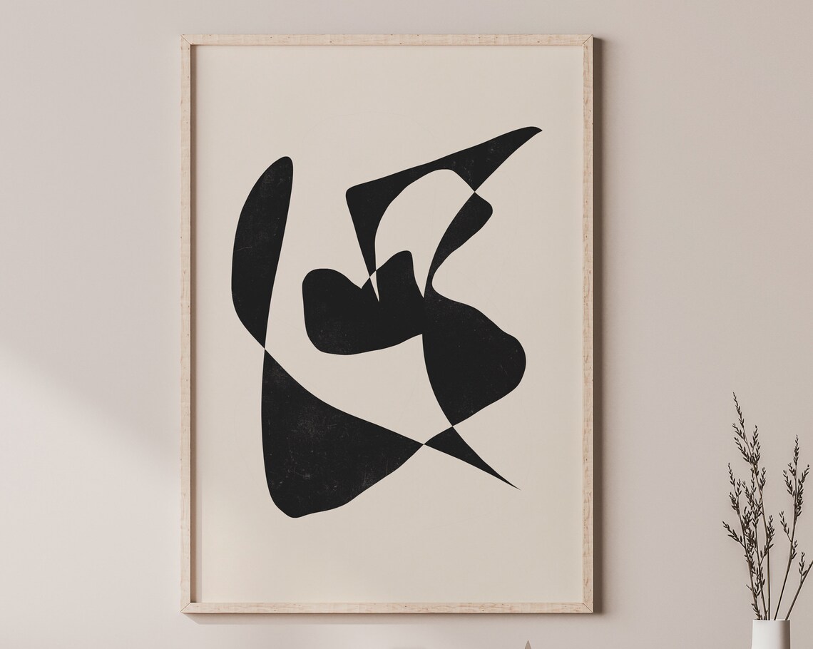 Modern Abstract Beige Black Wall Art Poster