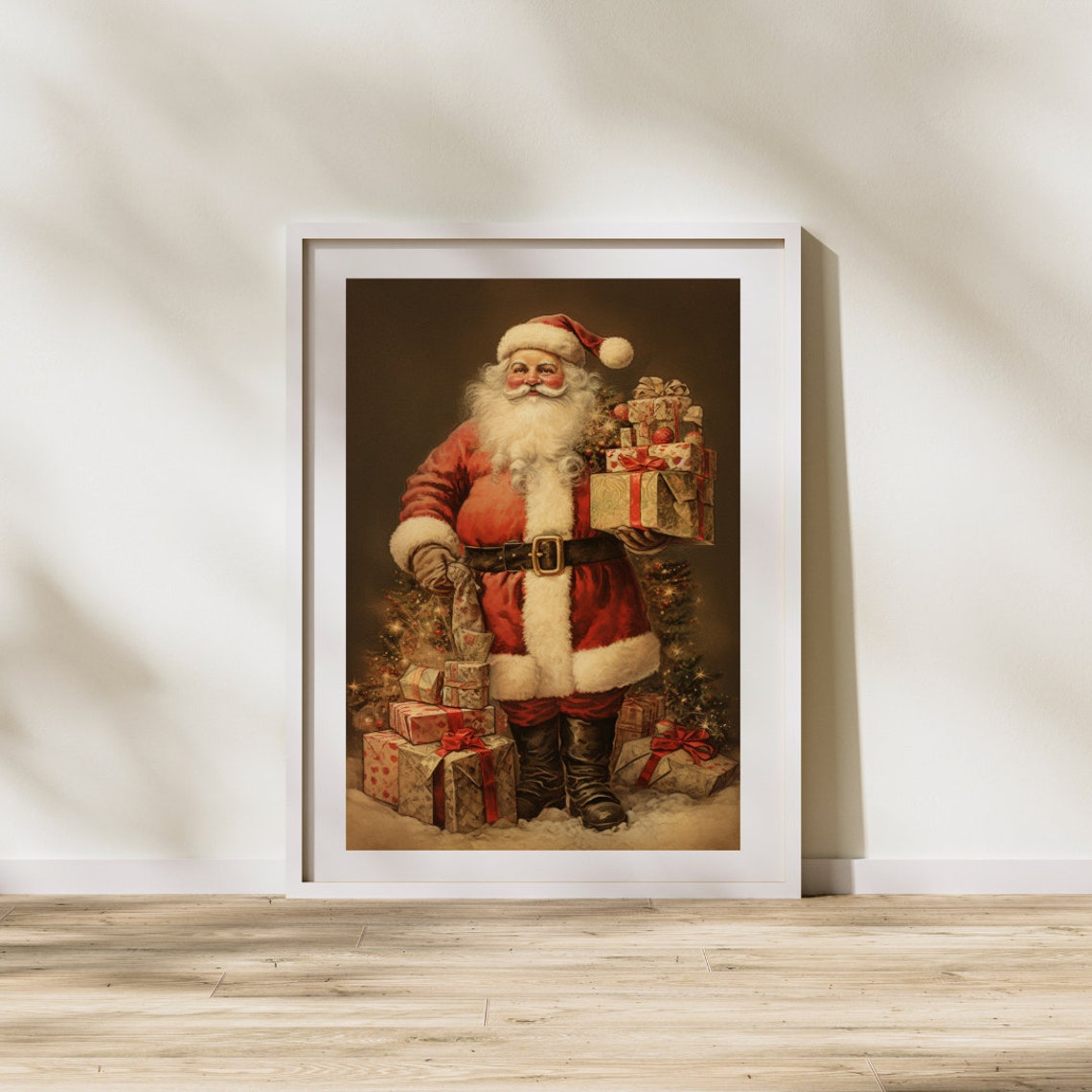 Vintage Christmas Print Vintage Santa Claus Print Christmas Print Santa Claus With Presents Vintage Holiday Print Farmhouse Christmas - Image 2