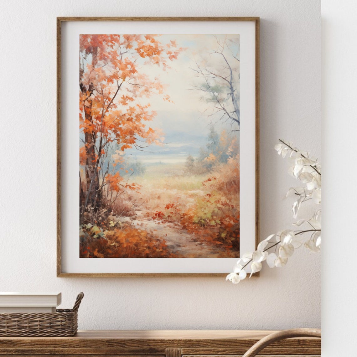 Autumn Woodland Path Orange Foliage Fall Landscape Painting Poster - Image 2