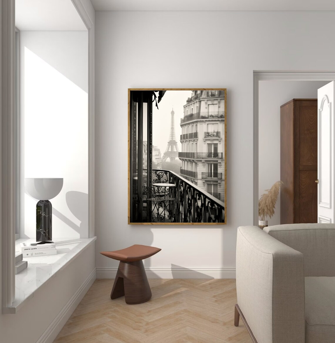 Paris City View European Architecture Print Eiffel Tower French Travel Poster Balcony Art City Portrait Vintage Photography - Image 4