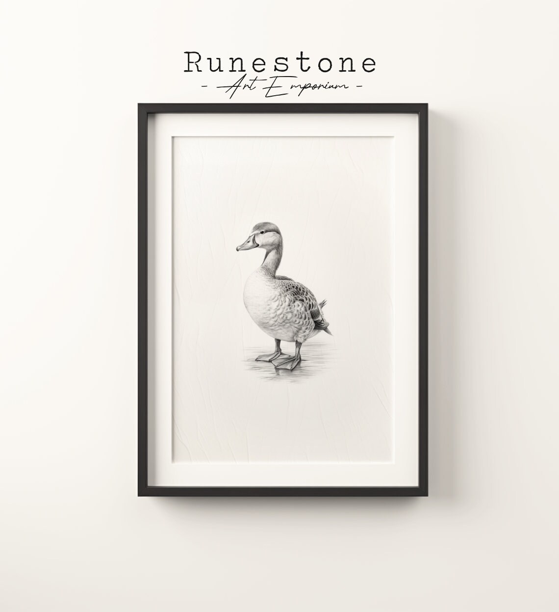 Vintage Duck Sketch Print, Farmhouse Neutral Portrait