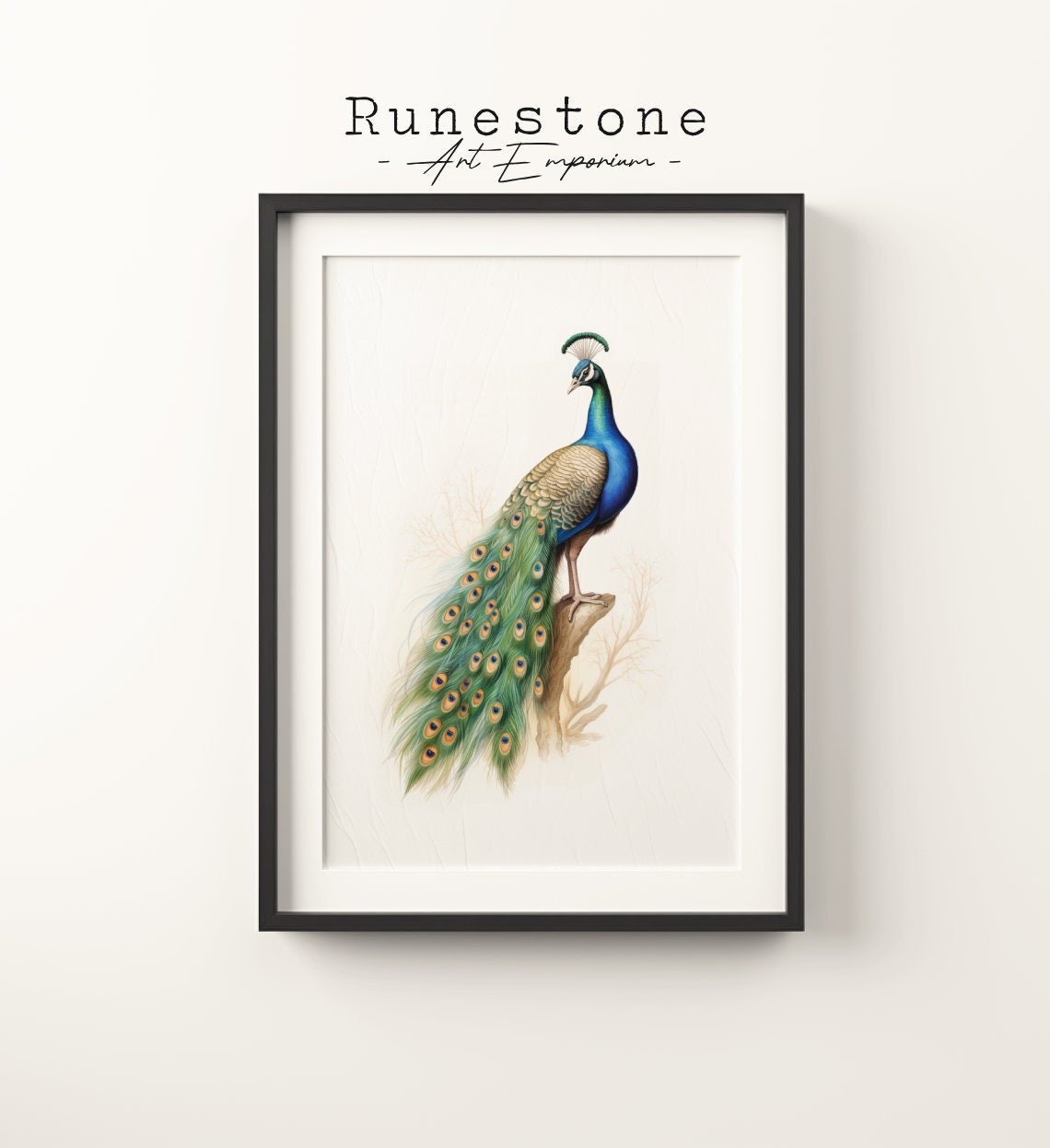 Vintage Peacock Sketch Print Tropical Boho Wall Art Minimalist Bohemian Hand Drawn