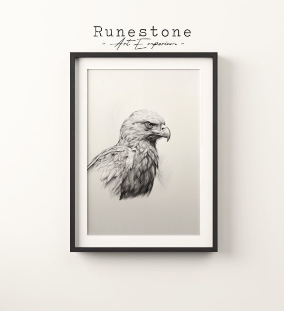 Eagle Sketch Print Hand Drawn Wall Art Natural Minimalist Neutral
