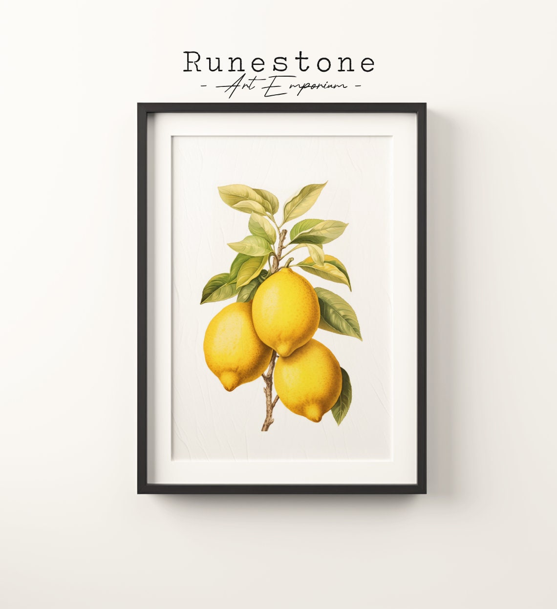 Vintage Lemon Branch Sketch Tropical Fruit Boho Wall Art Minimalist Bohemian Hand Drawn Nature Print