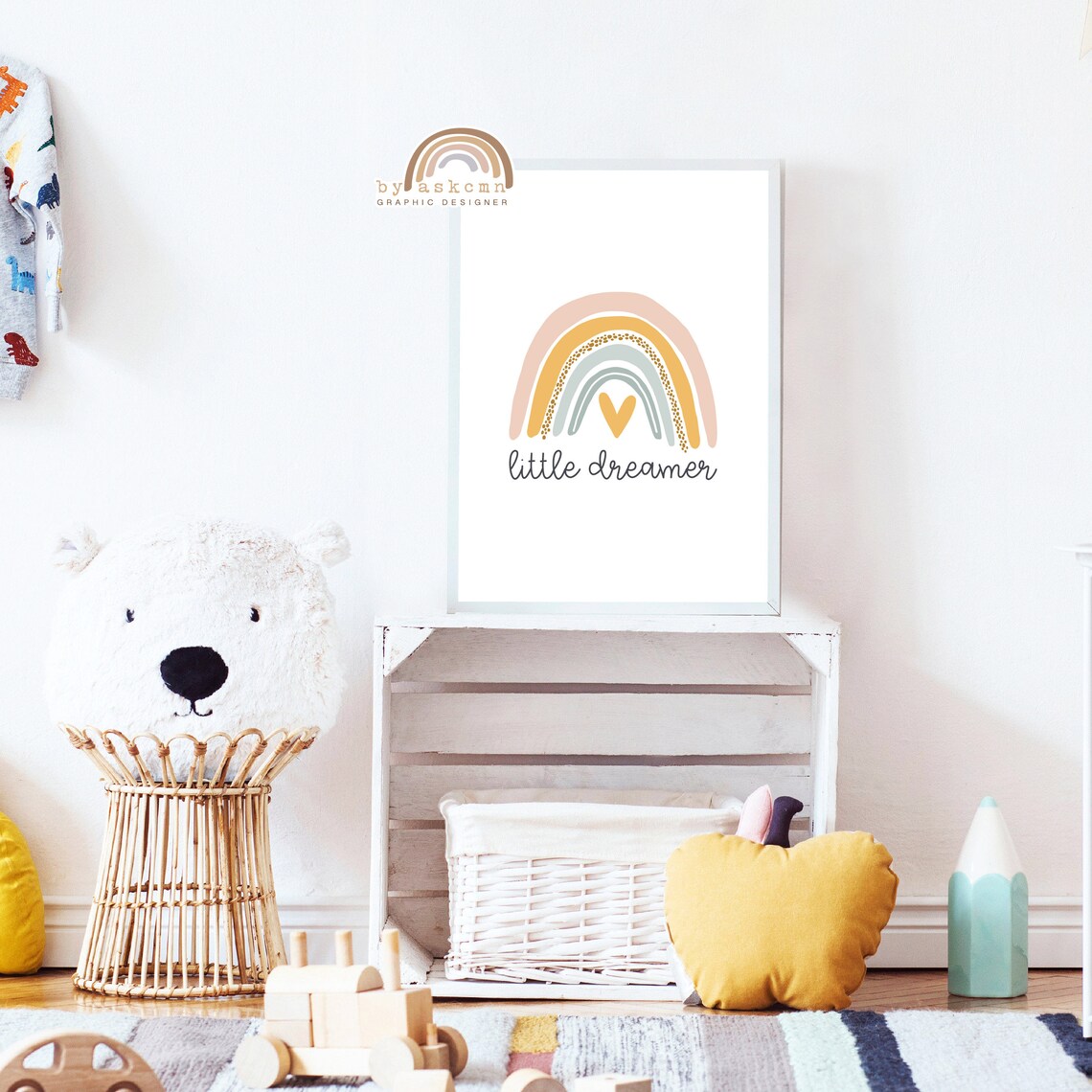 Rainbow Wall Decor Print Baby Room Poster Nursery Print Art Boho Wall Art Quote Poster Instant Neutral Rainbow Art - Image 4