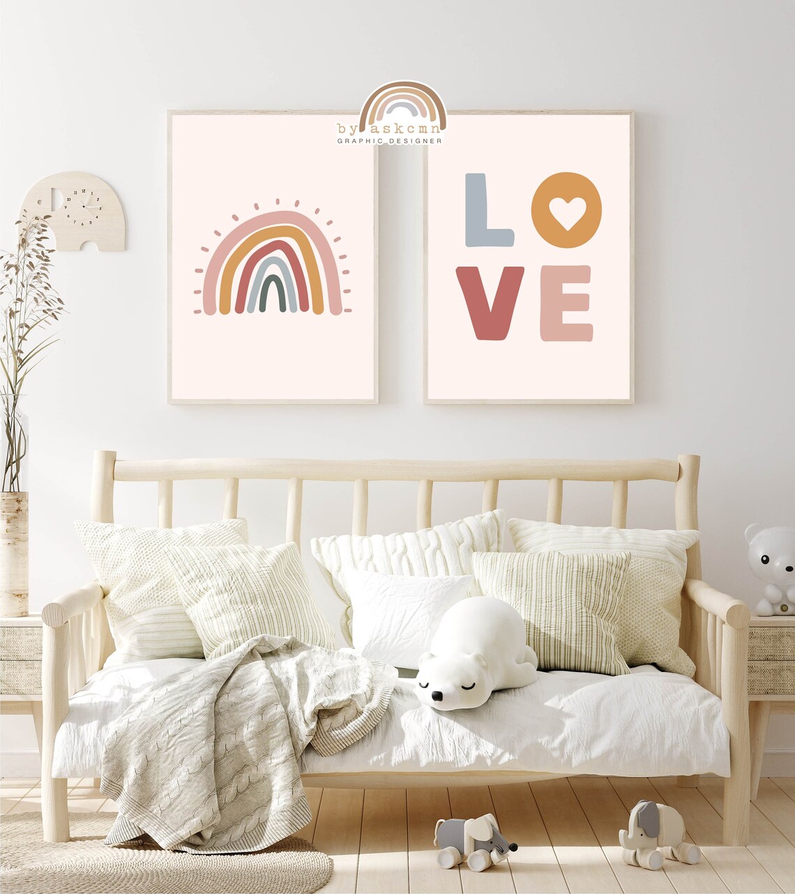 Nursery Wall Art Baby Room Poster Boho Rainbow Wall Art Boho Nursery Print Girls Bedroom Decor Rainbow Print Kid Room Poster Love Art - Image 4