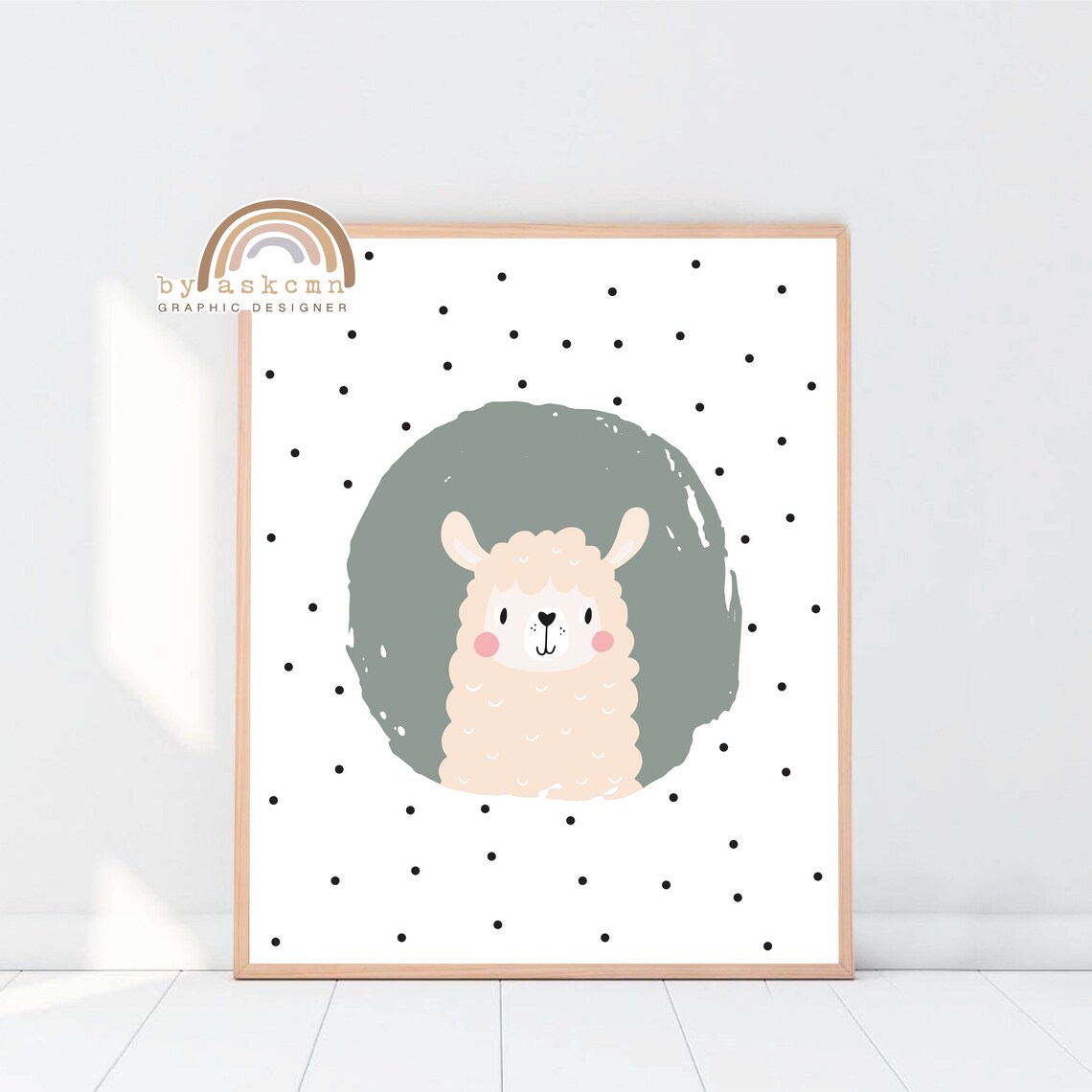 Cute Alpaca Nursery Wall Decor Poster with Sage Green Splash Art - Image 5