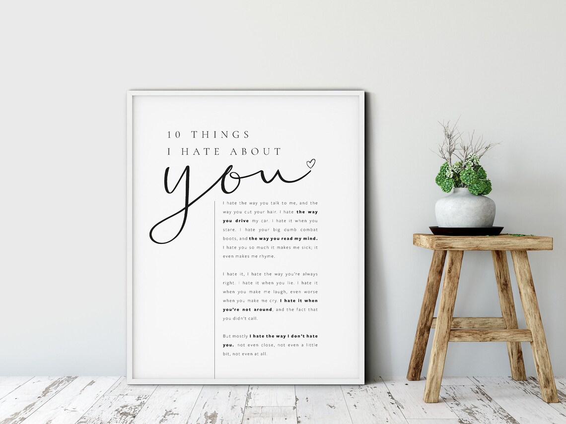 10 Things I Hate About You Poem Love Sonnet Movie Quote Wall Poster - Image 3