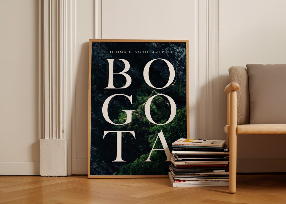 Bogota Colombia South America Bold Typography Andes Green Wall Poster - Image 4