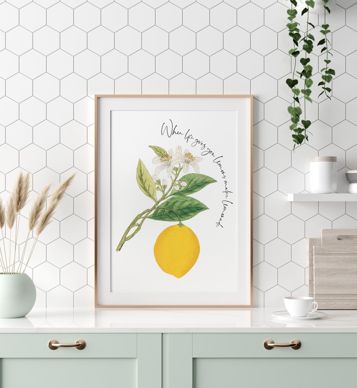 When Life Gives You Lemons Botanical Lemon Watercolor Kitchen Poster - Image 3