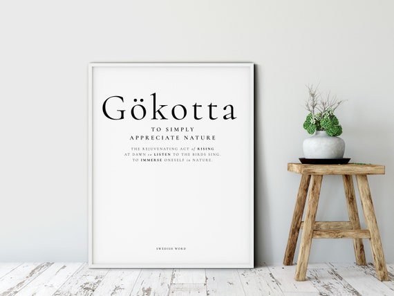 Gkotta Definition Print Swedish Scandinavian Nordic Decor Inspirational Poster Scandi Print Inspirational Print Life Beauty Quote