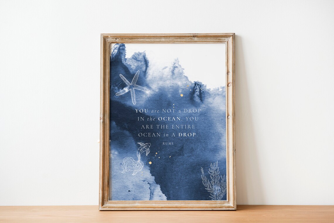 Rumi Quote Drop In The Ocean Nursery Art Print