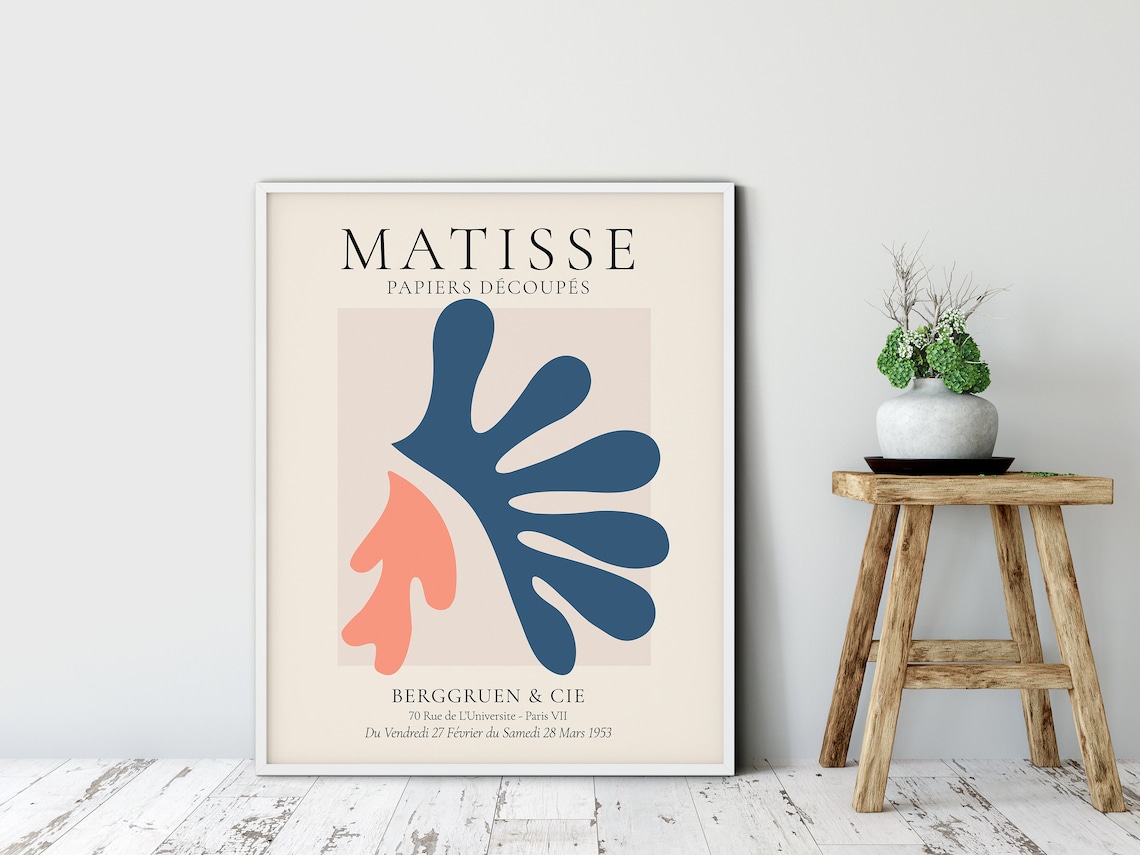 Henri Matisse Papiers Decoupes Navy Coral Exhibition Art Print Paris 1953 - Image 3